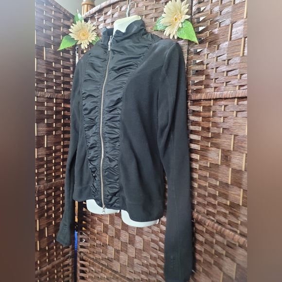 Adidas By Stella McCarthy Core Fleece Ruched Athletic Zip Jacket Medium Black - Picture 5 of 10